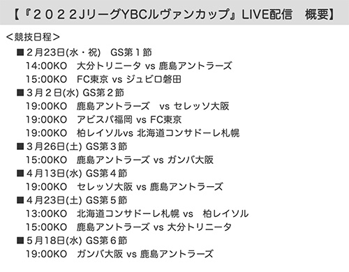 22年 ルヴァンカップの試合ライブ中継をネット テレビで視聴する方法 放送スケジュール