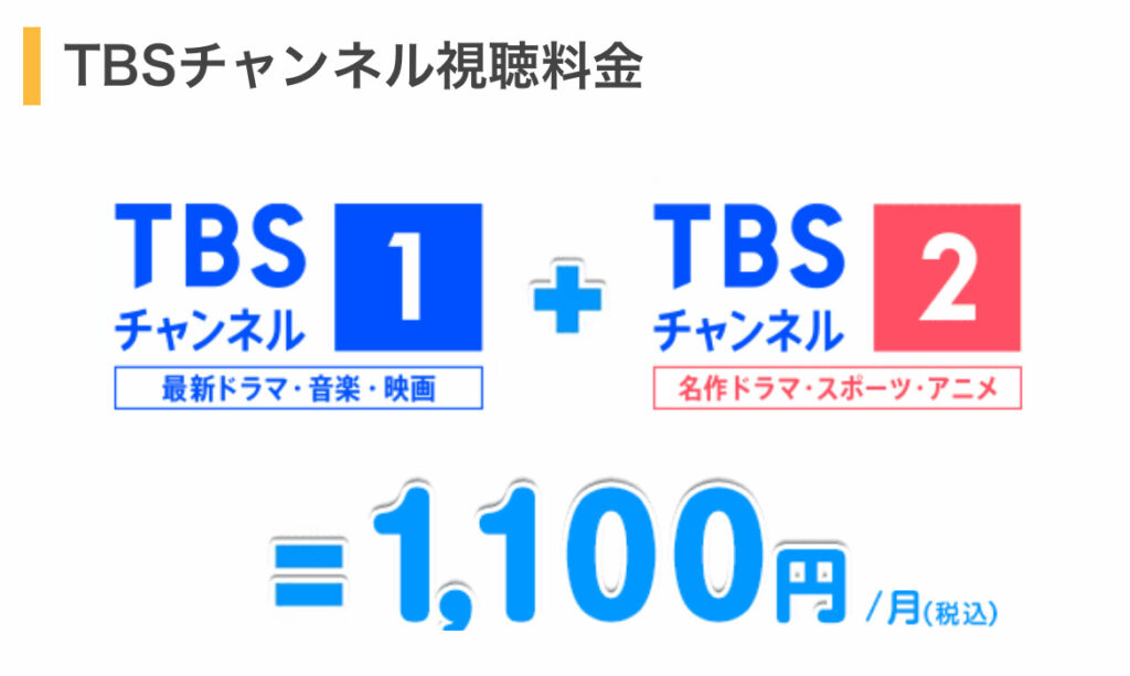 TBSチャンネルの視聴料金