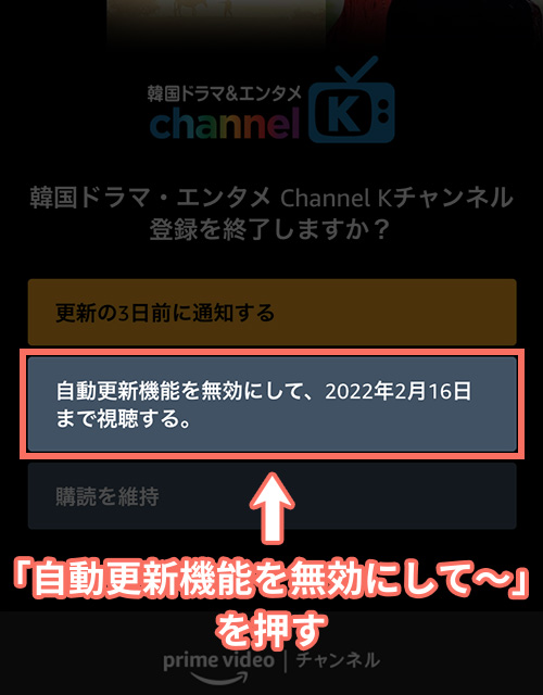 channel Kの解約手順3