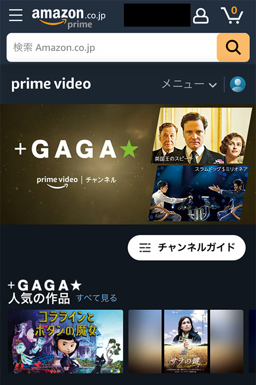 Amazonプライムビデオチャンネルで+GAGA(プラスギャガ)の登録をする手順4